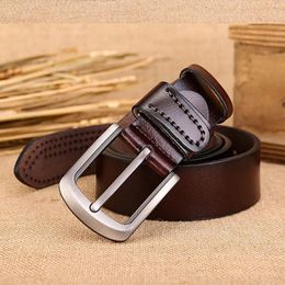 Belts Dress Belt For Men Single Perforated Cowhide Pin Buckle Men's Layer Leather Webbing