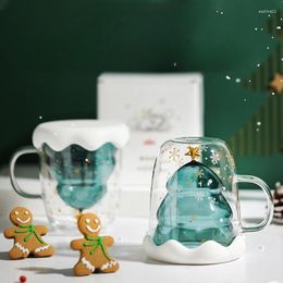 Wine Glasses Christmas Glass Cup Creative Tree Double Drinkware Coffee Mug Cute Milk Decoration Year Gift