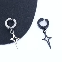 Hoop Earrings Gift Stainless Steel Male Fake Piercing Triangle Korean Style Ear Cuff Non-Piercing Earring Cross Clip Fashion Jewellery