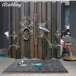 Shower Curtains Vintage Curtain Old Door Bathroom Set Waterproof 3D Printed With Hooks For Decoration