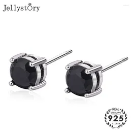 Stud Earrings Jellystory Vintage 925 Silver Jewelry With Round Shape Obsidian For Women Wedding Party Gifts Wholesale