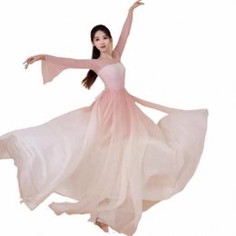 classical Dance Costume Women's Large Swing Skirt Elegant Chinese Classic Dance Gauze Skirt Fan Dance Costume u5fd#