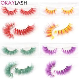 False Eyelashes OKAYLASH 3D Real Mink White Cosplay Halloween Makeup Party Thick Soft Fluffy Bottom Lower Fake Eye Lashes