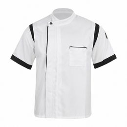 mens Womens Chef Jacket Hotel Restaurant Kitchen Short Sleeve Chef Coat Unisex Cooks Uniform Food Service Work Clothes Workwear k1q2#