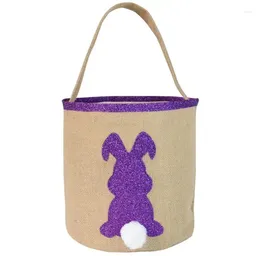 Gift Wrap 2024 Easter Basket Burlap Tail Tote Bags Kids Jute Bucket SN2992