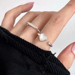 Cluster Rings 925 Sterling Silver Love Heart Shell Ring For Women Girls Screw Thread Extremely Fashion Korean Fine Jewelry Gift Drop