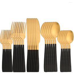 Flatware Sets Baltens 24/30Pcs Cutlery Set 304 Stainless Steel Black Gold Dinnerware Matte Knife Fork Spoon Tableware Kitchen Silverware