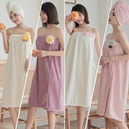 Towel Cartoon Doll Can Wear Bath Ladies Home Coral Fleece Bathrobe Absorbs Water Quick-drying Adult Tube Top Large Towels