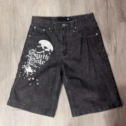 Vintage Loose Knee Pants Beach Summer Fashion Casual Y2k Hip Hop Denim Shorts Harajuku Punk Rock Gym Male Shorts 240319