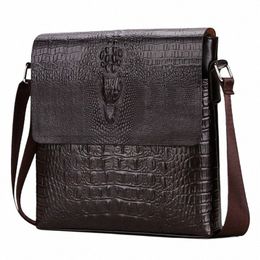 vintage Crocodile Pattern PU Leather Shoulder Bag Men's Busin Briefcase Menger Bags x1u8#
