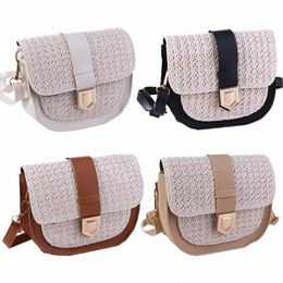 retro Temperament Square For Girls Straw Shoulder Bag Crossbody Bag Shoulder Menger Bags Korean Handbag Women Saddle Bag I7He#