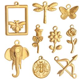 Charms 3pcs/Lot Gold Colour Bee Rose Flower For Making Supplies Animal Plant Diy Charm Earrings Necklace