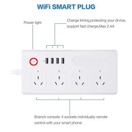 Melery Tuya Wifi Smart Power Strip EU US Brazil UK Austrial Plug Socket USB Charge Outlet Remote by Alexa Dot Google Home Office