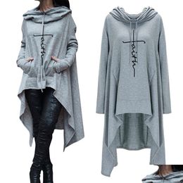 Felpe con cappuccio da donna Felpe con cappuccio da donna Autunno Inverno Moda Felpa con cappuccio a maniche lunghe Felpa Harujuku Ragazza carina Stampa di lettere Top Plus S Dhv9O