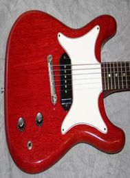 Custom 1961 Coronet Plaque Headstock Cherry Electric Guitar White Pickguard Black Single P 90 Pickup Dot Fingerboard inlay8393112