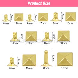 100sets 6-12mm Metal Pyramid Cap Rivets Square Studs With Tools for Leather Craft Bag Clothing Garment Shoes Accessories