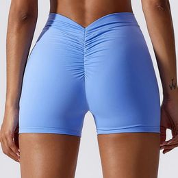 V Back Yoga Shorts for Women Workout Gym Push Up Shorts Scrunch Butt Sport Short Fitness Tights Cycling Shorts Activewear 240326