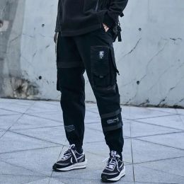 HOUZHOU Techwear Cargo Pants Men Pockets Hip Hop Joggers Japanese Streetwear Green Black Trousers Male Loose Casual Outwear