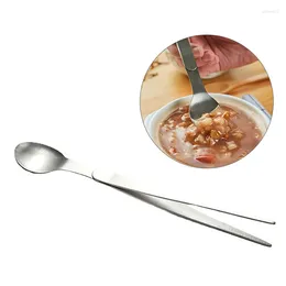 Dinnerware Sets 2 In 1 Stainless Steel Tasting Spoon Tweezers Dual Function For Party Kitchen Accessories Chef Cooker Gadget