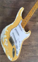 Stock Antiques do old electric guitar elm yellow color real pos Whole and retail guitarra4075947