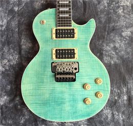 customized green lp electric guitar highquality musical instrument optional color good tiger pattern concave waist with tremo5501969