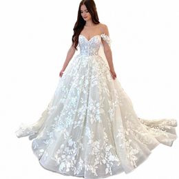 dream Princ Boho Wedding Dres For Women Off the Shoulder Sweetheart Lace Appliques Bridal Gown Ball Gown x927#