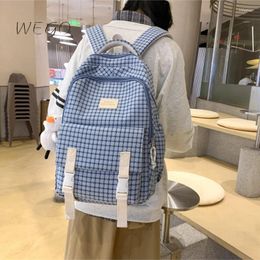 Backpack Women's BackpackVintage Plaid College Student 2024 Simple High Capacity Canvas Fashion Bookpack Travel Backpacks
