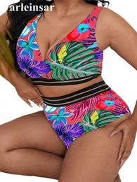 0xl - 4XL Sexy Floral Bikini Large Size Swimwear Plus Size Women Swimsuit Female Two-piece Bikini set Bather Bathing Suit V3893R p1Yg#