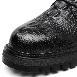 Autumn Winter Crocodile Skin Men Short Boots Trendy Leather Men's Ankle Boots Zipper Street Cool Casual Men Shoes Botas Hombre