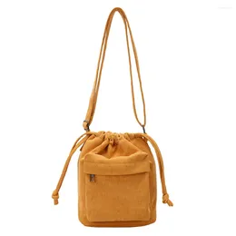 Shoulder Bags Women Casual Bag Adjustable Strap Corduroy Crossbody Drawstring Multi Pocket Purse Versatile Slouchy Travel