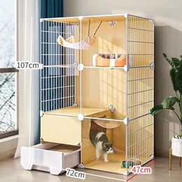 Cat Carriers Modern Wrought Iron Cages Home Indoor House Light Luxury Closed Litter Box Cage With Toilet Integrated Villa