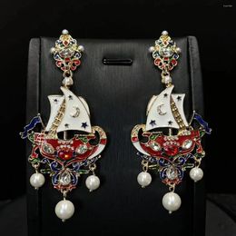 Dangle Earrings Trend Vintage Europe And The United States Wind Retro Elegant Niche Exquisite Craft Personal Charm Sailboat Earring S 2024 P