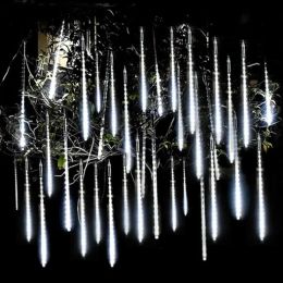 Outdoor LED Meteor Shower Lights Falling Rain Drop Fairy String Light Waterproof for Christmas Party Garden Holiday Decorations