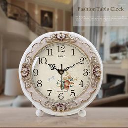 Table Clocks European Mute Clock Living Room Office Creative Bedroom Desk Fashion Pastoral Simple Watch Desktop Decoration