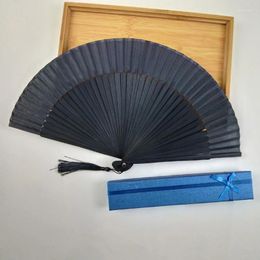 Decorative Figurines 2pcs Large Folding Silk Hand Fan Chinese Japanese Bamboo Fans For Festival Vintage Dance Wedding Gifts Drop