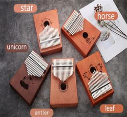 C003 High quality 17 Keys Kalimba Wood Mahogany Body Thumb Piano Musical Instrument accessories Colours can be choosed1602889