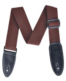 Guitar Strap Brown Retro Polyester Woven for Acoustic Electric Bass Guitars with Genuine Leather Ends4197021