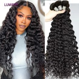 30 40 Inch Water Deep Wave Hair Bundles Malaysian Human Hair Bundles Deep Curly Hair 1/3/4 Bundles Remy Hair Weave Extensions