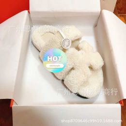 Original Slippers Uncles Second 2024 Autumn New Plush Velcro Lamb Hair Outer Wear Casual Shoes for WomenASMY