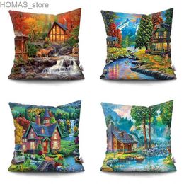 Pillow Neverland Ranch Rustic Landscape case Polyester Print Sofa Chair Bed Cushion Cover Room Home Decor Embrace case Y240401