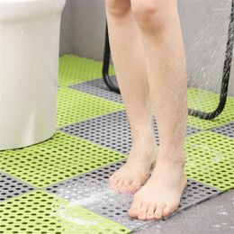 Bath Mats Simple Home Bathroom Anti-slip Mat Creative Hollow Splicing Floor With Suction Cup Solid Color Partition Water Foot Pad
