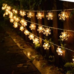 5m/6.5m/12m/22m 20-200led Solar Snowflake LED String Lights Garden Fairy Light String Garden Party Solar Lamp Decor