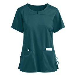 Medical Uniform Nurse Women Scrubs Tops Short Sleeve Pocket Workers Working Uniform Pullovers Nursing Workers Scrubs Accessories