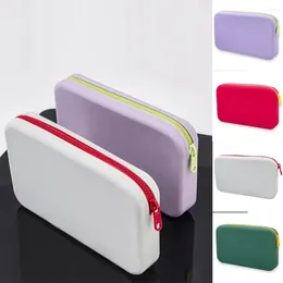 Cosmetic Bags Solid Colour Silicone Storage Bag Cute Contrasting Colours Large Capacity Coin Purse Square Travel