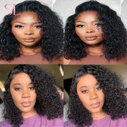 Water Wave Lace Front Wigs for Women Brazilian Closure Bob Wig 13x1 Transparent Lace Frontal Short Wigs Human Hair Pre Plucked