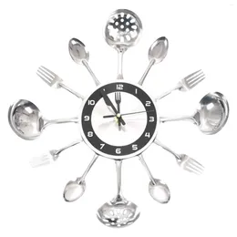 Wall Clocks Kitchen Clock Cutlery Utensil With Spoons And Forks Watch Silent Decorative For Decor