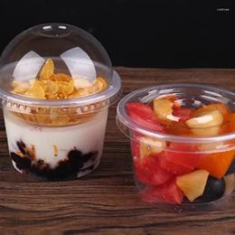 Disposable Cups Straws Bowl Ice 250ml Fruit Clear Pudding Dessert Food With Plastic Cup Cream 20pcs Salad Lid Bowls Containers Lids