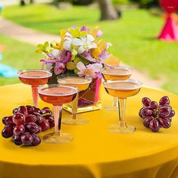 Disposable Cups Straws 10pcs Luxury Elegant Champagne Flutes Clear For Party Glitter Cocktail Red Wine Drinking Glasses