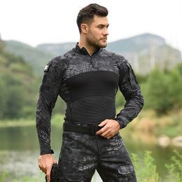 HAN WILD Men's Outdoor Hunting Tactical Shirts Air Soft Combat Tee Shirts Breathable Army Military Shirts Grey Hunting T-shirt