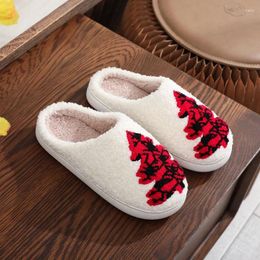 Slippers Women Red Christmas Tree Winter Soft Warm Plush Indoor Home Non Slip Cotten Slipper Comfortable Shoes Year Gifts